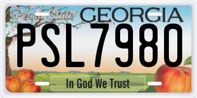 GA license plate PSL7980