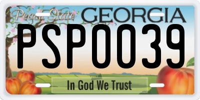 GA license plate PSP0039