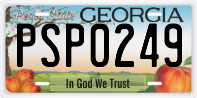 GA license plate PSP0249