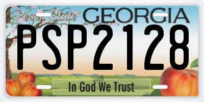 GA license plate PSP2128
