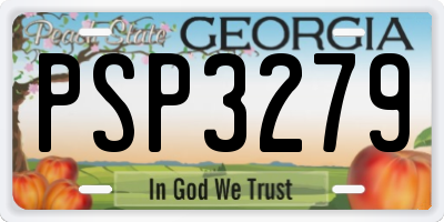 GA license plate PSP3279