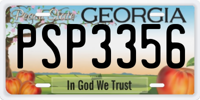 GA license plate PSP3356