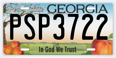 GA license plate PSP3722