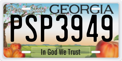 GA license plate PSP3949