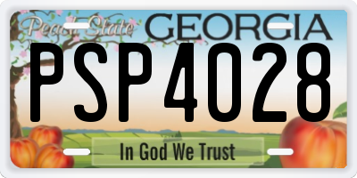 GA license plate PSP4028