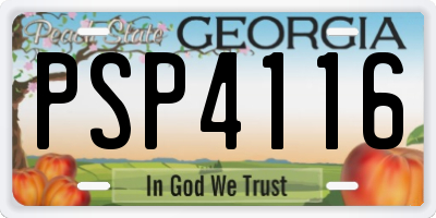 GA license plate PSP4116