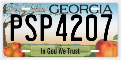 GA license plate PSP4207