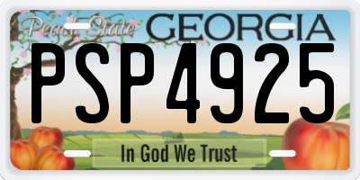 GA license plate PSP4925