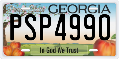 GA license plate PSP4990