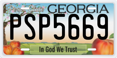 GA license plate PSP5669