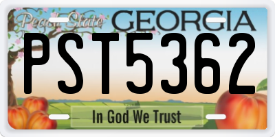 GA license plate PST5362