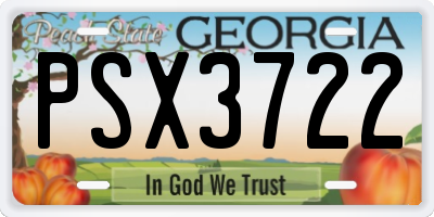 GA license plate PSX3722