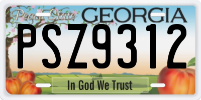 GA license plate PSZ9312