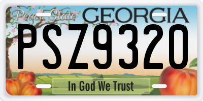 GA license plate PSZ9320