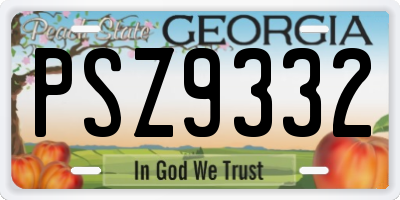 GA license plate PSZ9332