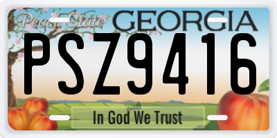 GA license plate PSZ9416