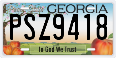 GA license plate PSZ9418