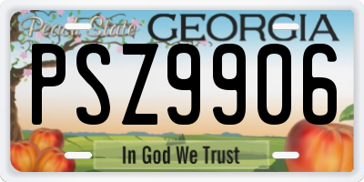 GA license plate PSZ9906