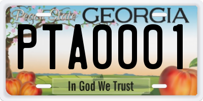 GA license plate PTA0001