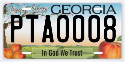 GA license plate PTA0008