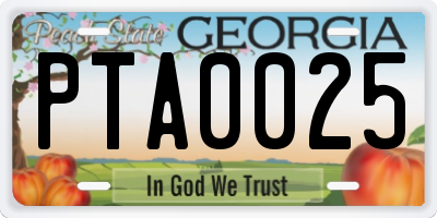GA license plate PTA0025