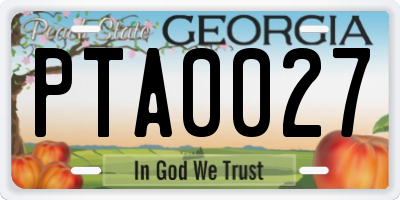GA license plate PTA0027