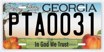 GA license plate PTA0031