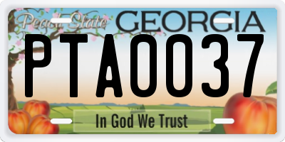 GA license plate PTA0037
