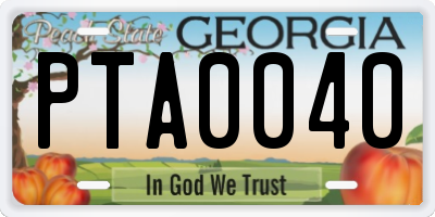 GA license plate PTA0040