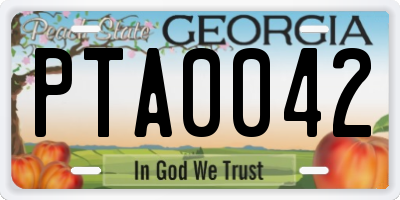 GA license plate PTA0042