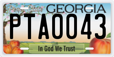 GA license plate PTA0043