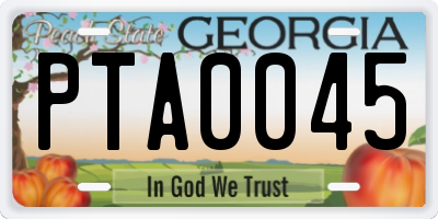 GA license plate PTA0045