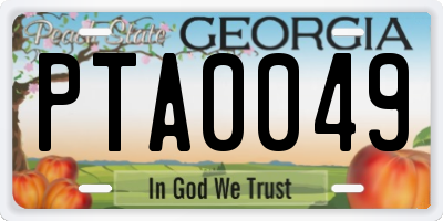GA license plate PTA0049