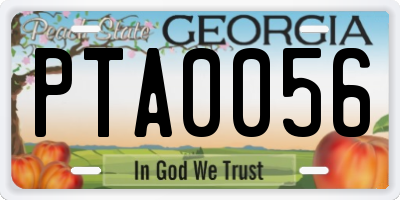 GA license plate PTA0056
