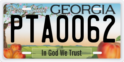 GA license plate PTA0062