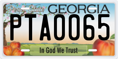 GA license plate PTA0065
