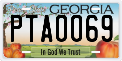 GA license plate PTA0069