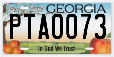 GA license plate PTA0073