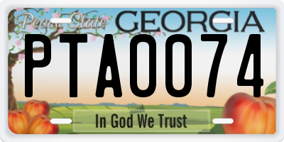 GA license plate PTA0074