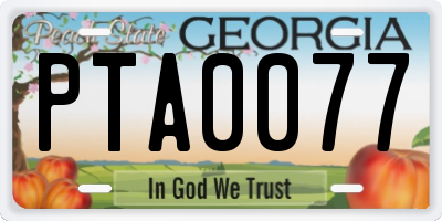 GA license plate PTA0077