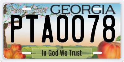 GA license plate PTA0078