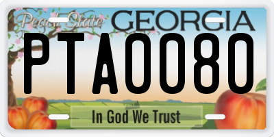 GA license plate PTA0080
