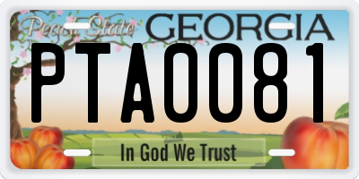 GA license plate PTA0081
