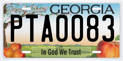 GA license plate PTA0083