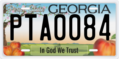 GA license plate PTA0084