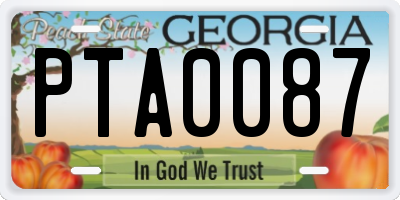 GA license plate PTA0087