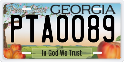 GA license plate PTA0089