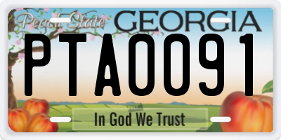 GA license plate PTA0091