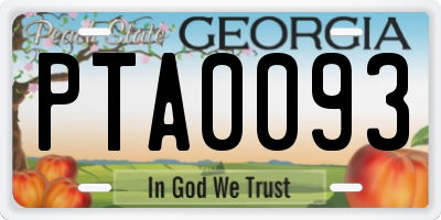 GA license plate PTA0093
