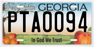 GA license plate PTA0094